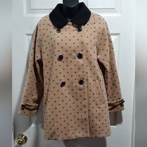 Woman's Yumi Beige Black Trim Coat Double Breast Look Size US 6/8